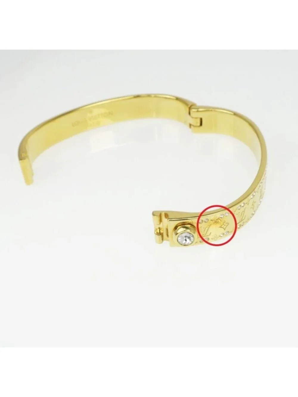 Louis Vuitton Rigid Bracelet Nanogram Strass Gold S Bangle - Picture 5 of 10